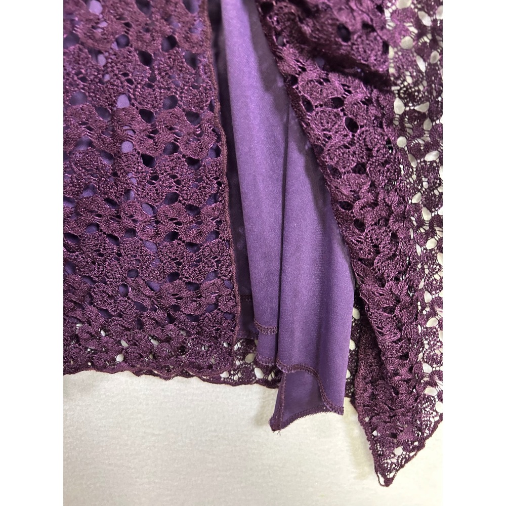 Whimsigoth Dressbarn Womens 1X Purple Lace Handkerchief Hem Tunic Top Fairycore - Picture 5 of 10